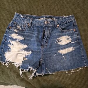 American Eagle Outfitters Distressed STRIGID Blue Denim Cutoff Shorts